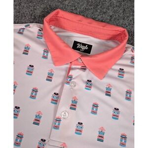 Waggle Golf Polo Shirt Mens Large Tiki All Over Print Performance